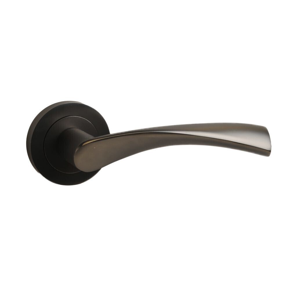 Twirl Lever on Rose Door Handle in Gunmetal Finish