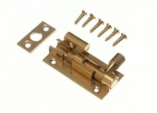 Door Barrel Slide Bolt Cranked Offset 50Mm 2 Inch Brass Pack of 2