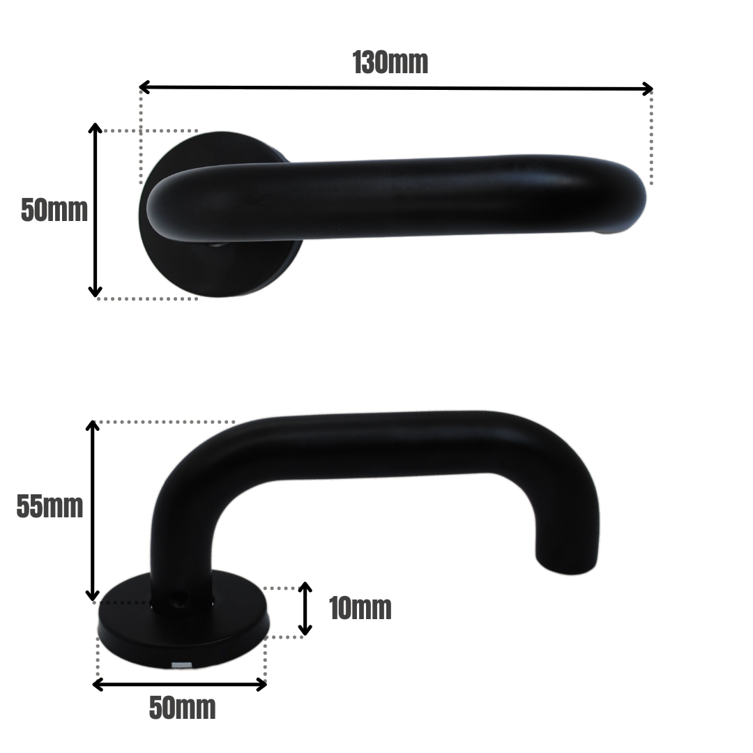 Door Handle on Rose Matt Black Nickel/Gunmetal Door Handle Lever