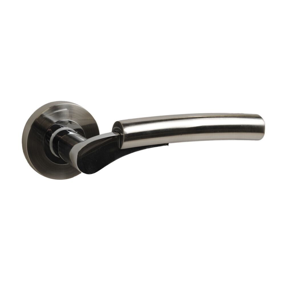 Syros Door Handle on Rose Satin Chrome Plated Door Handle Lever