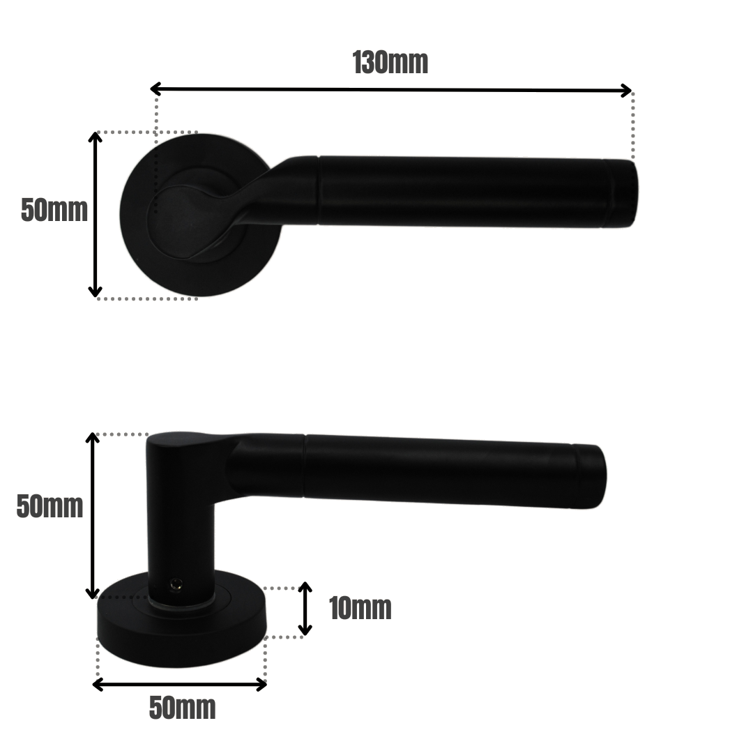 ONYX Design Ithaca Lever on Rose Door Handle in Matt Black for Internal Doors