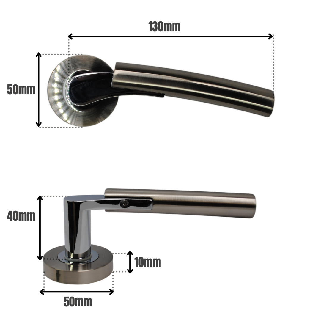 Syros Door Handle on Rose Satin Chrome Plated Door Handle Lever