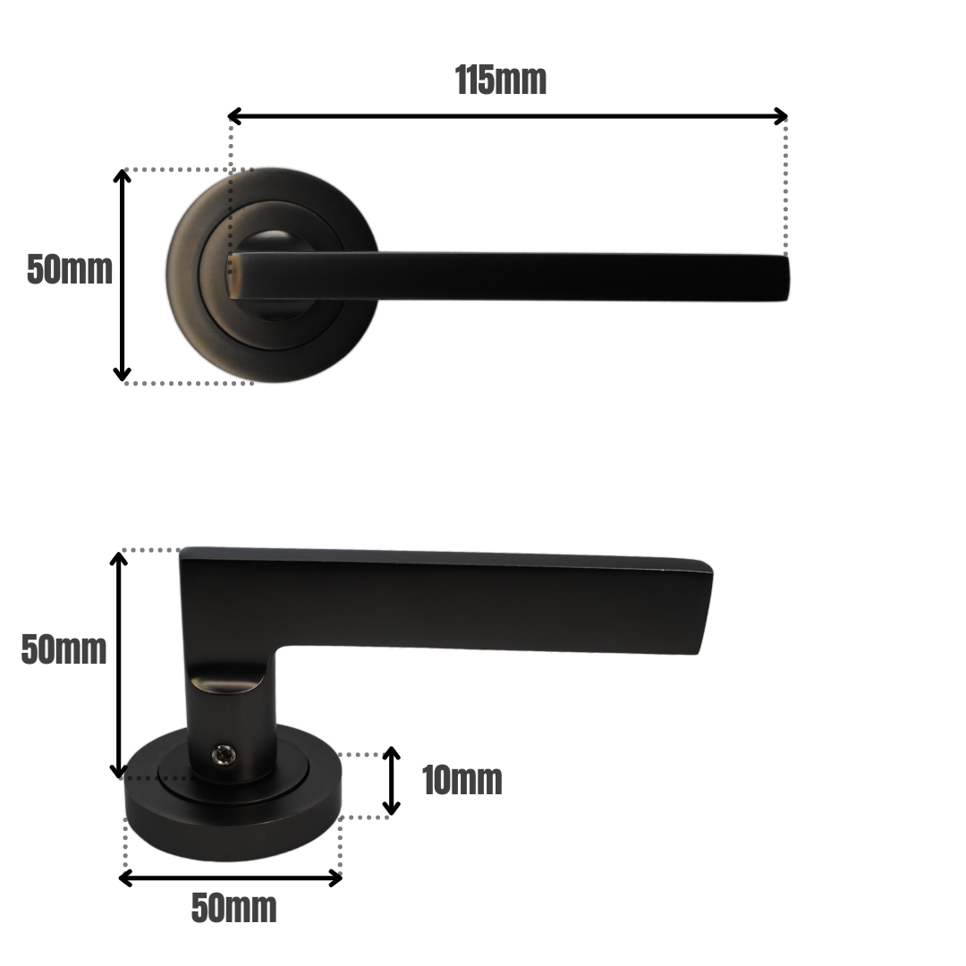 Door Handle on Rose on Gunmetal Door Handle Lever