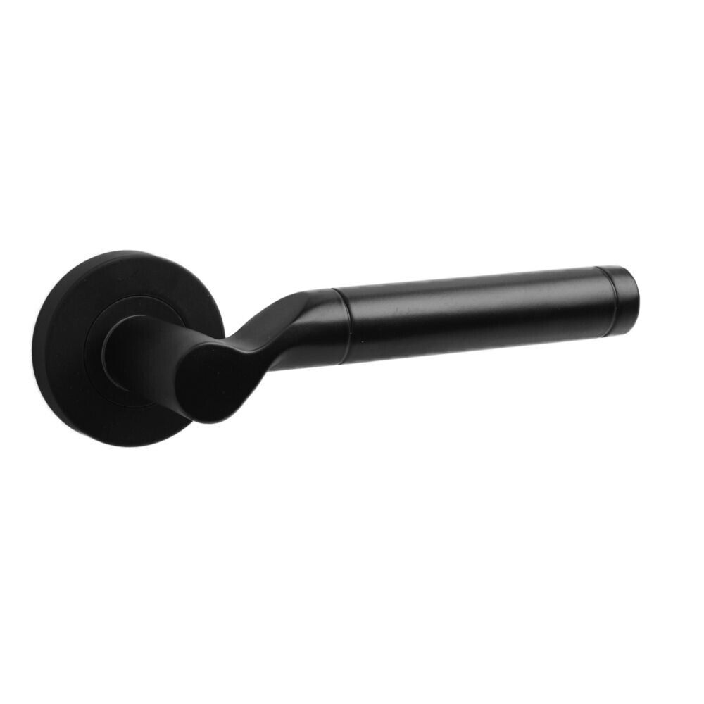 ONYX Design Ithaca Lever on Rose Door Handle in Matt Black for Internal Doors