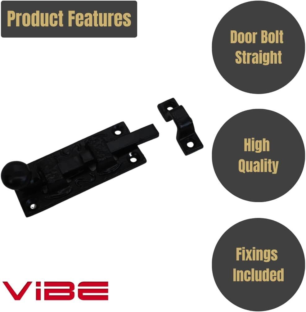 Door Bolt Straight 75mm on Black Antique, Surface Mounted Door Bolt,Sliding Door