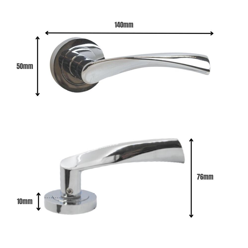 Twirl Lever on Rose Door Handle in Polished Chrome