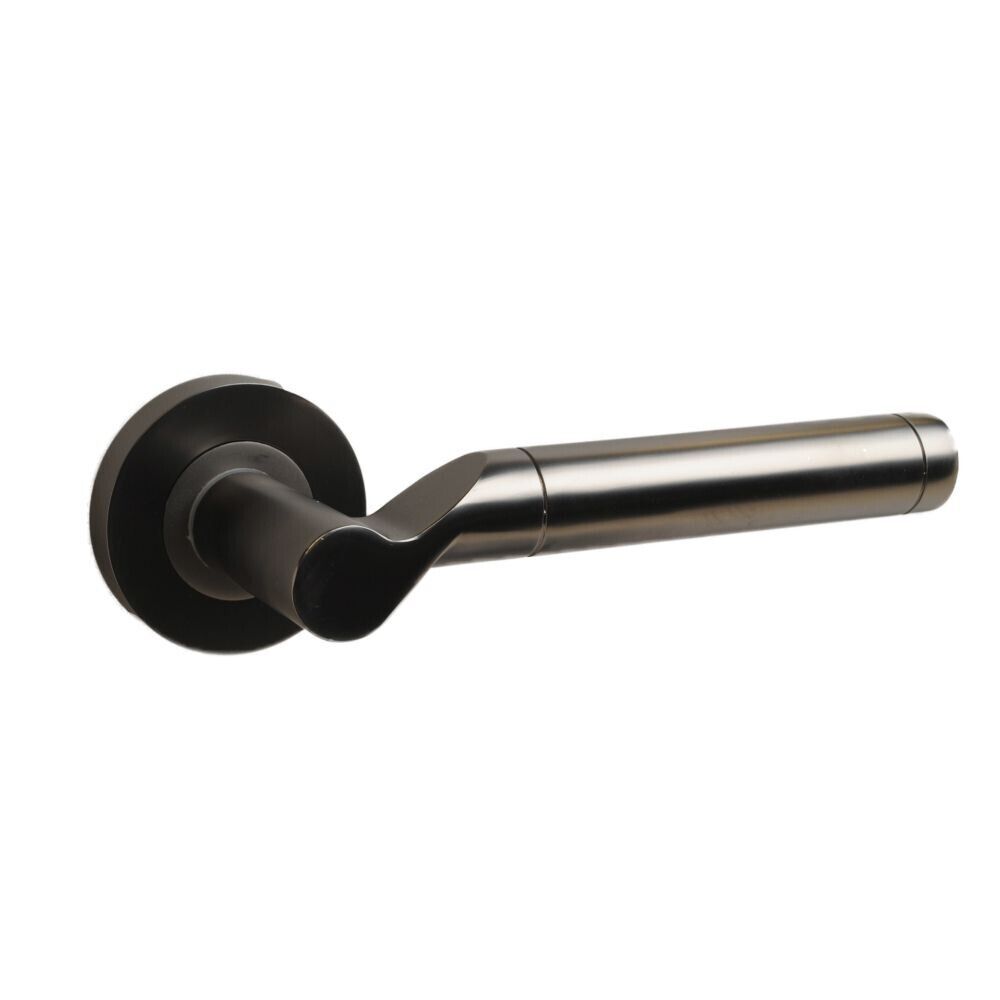 Door Handle on Rose Matt Black Nickel/Gunmetal Door Handle Lever
