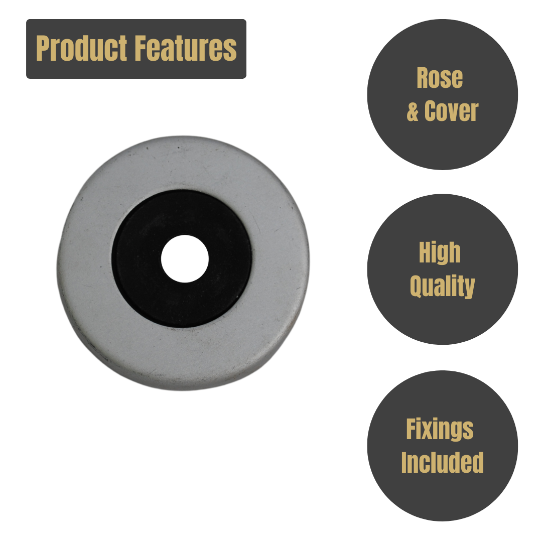 Vibe Rose & Cover (Plastic) 50x12mm on Satin Anodised Aluminium for Internal Doors