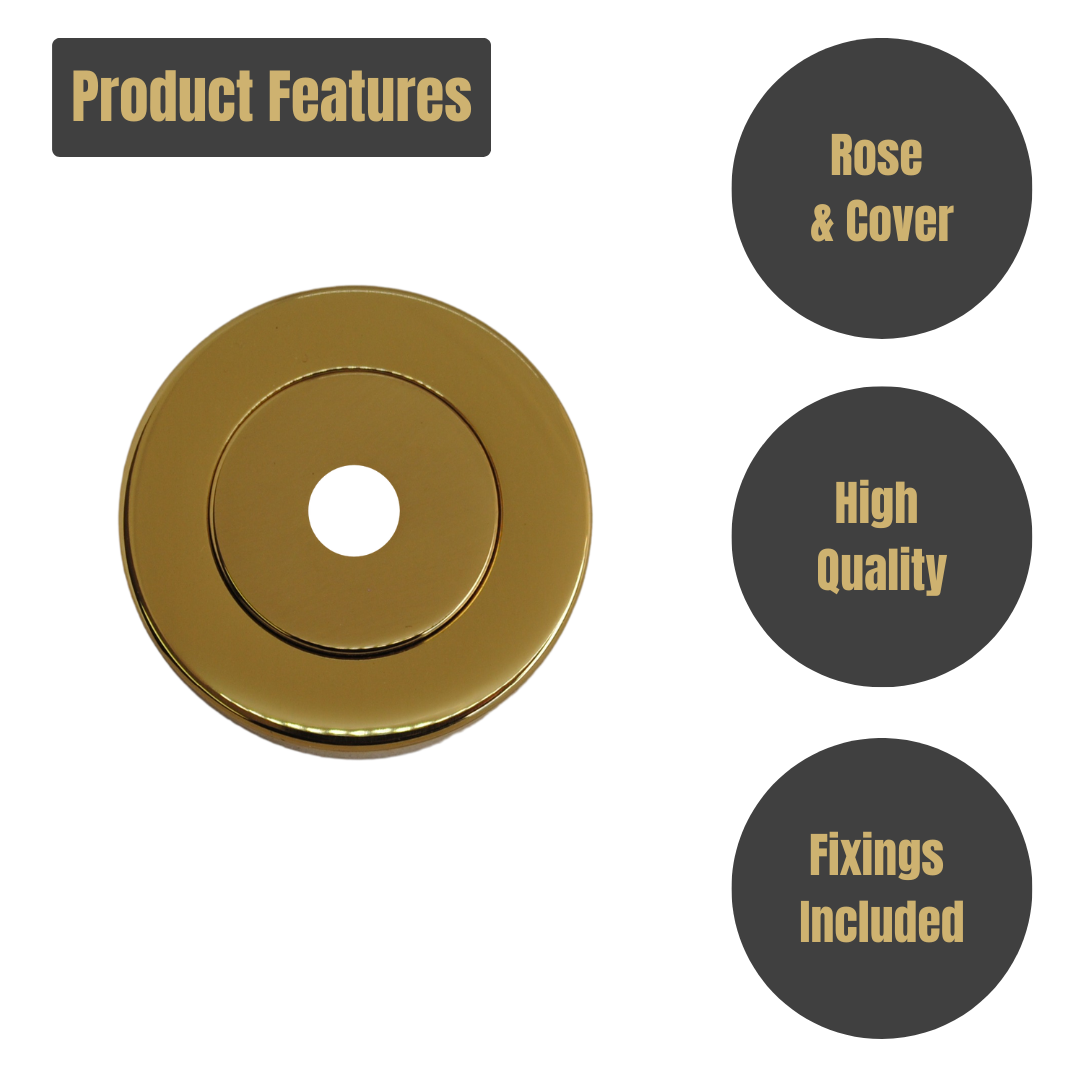 Vibe Monza Rose & Cover 50x12mm on Brass for Internal Doors