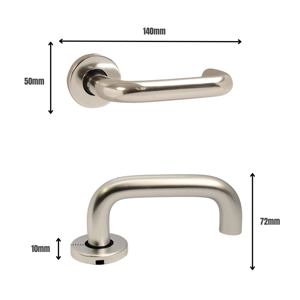 ViBE Round Bar Lever on Rose Door Handle in Satin Anodised Aluminium for Internal Doors