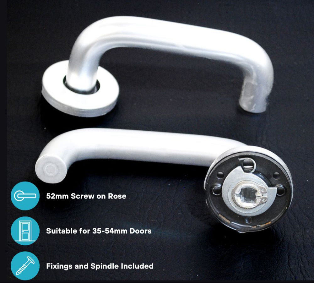 ViBE Round Bar Lever on Rose Door Handle in Satin Anodised Aluminium for Internal Doors