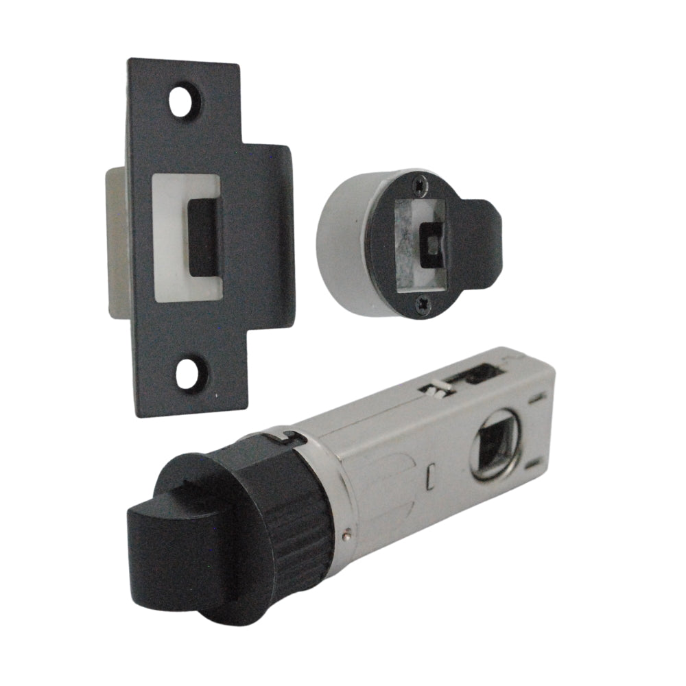 Quick Latch - Round Passage Latch 71mm (57mm Backset) Matt Black