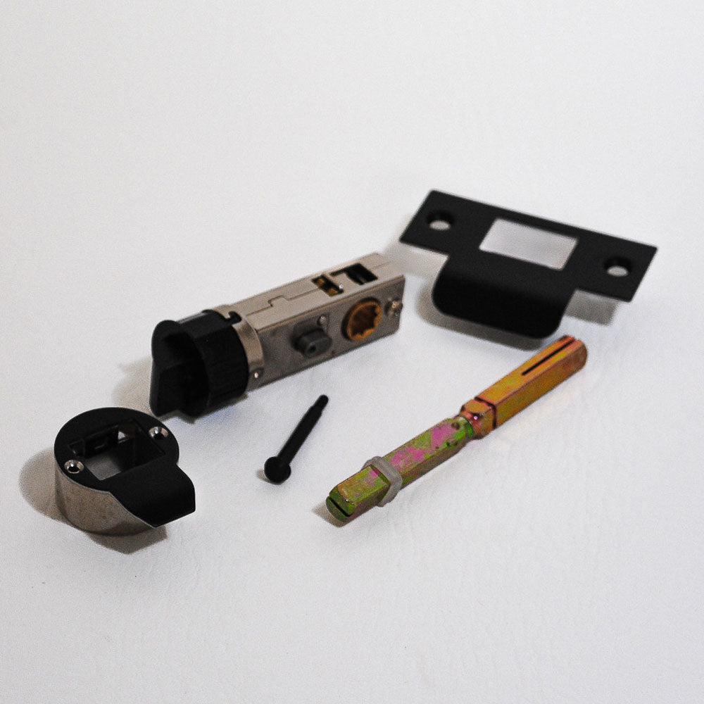 Quick Latch - Round Push Button Privacy Latch 71mm (57mm Backset) in Matt black