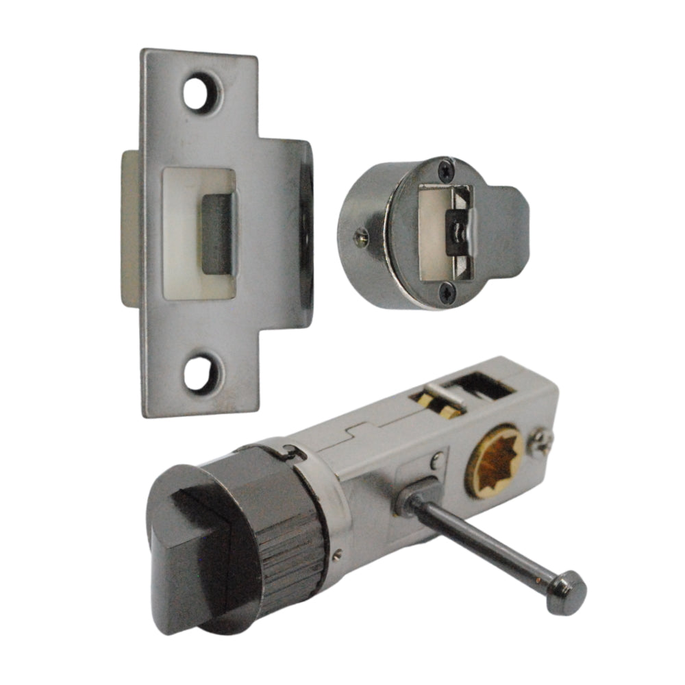 Quick Latch - Round Push Button Privacy Latch 71mm (57mm Backset) in Black Nickel