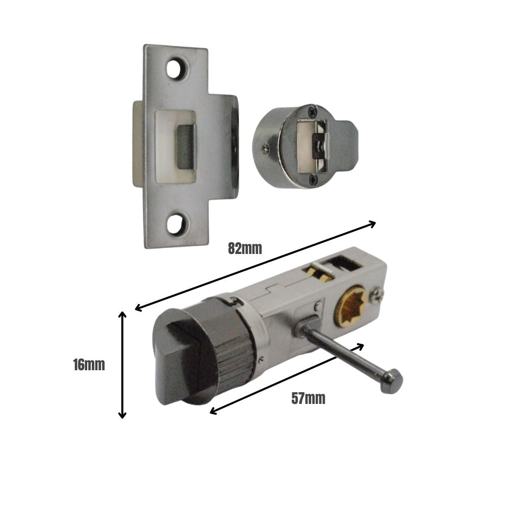 Quick Latch - Round Push Button Privacy Latch 71mm (57mm Backset) in Black Nickel