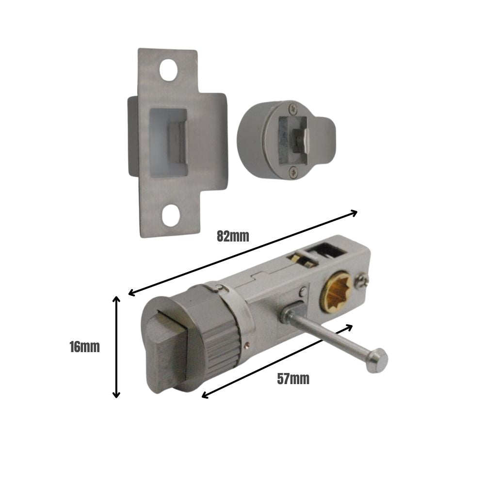 Quick Latch - Round Push Button Privacy Latch 71mm (57mm Backset) in Gun Metal