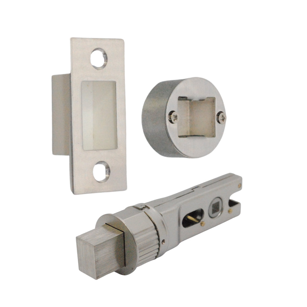 Quick Latch - Round Dead Bolt 71mm (57mm Backset) Satin Nickel/ Satin Chrome