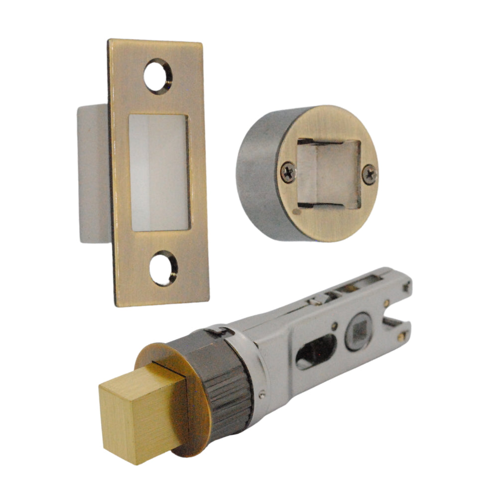 Quick Latch - Round Dead Bolt 71mm (57mm Backset) Antique Brass