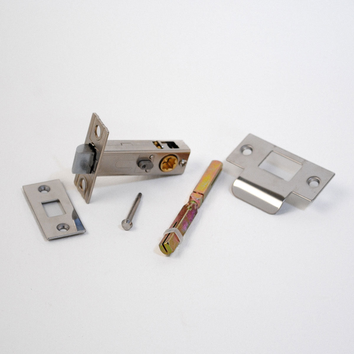 Premium Rectangular Push Button Privacy Tubular Latch 71mm (57mm Backset) in Polished Chrome