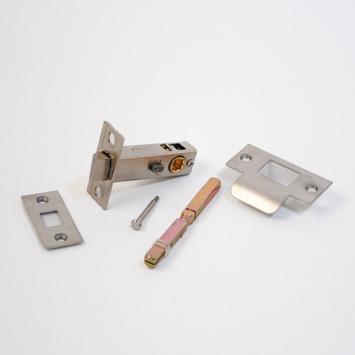 Premium Rectangular Push Button Privacy Tubular Latch 71mm (57mm Backset) in Satin Chrome