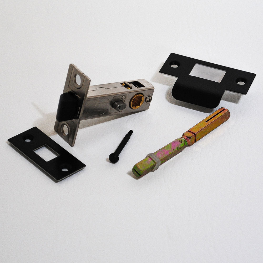 Premium Rectangular Push Button Privacy Tubular Latch 71mm (57mm Backset) in Matt Black
