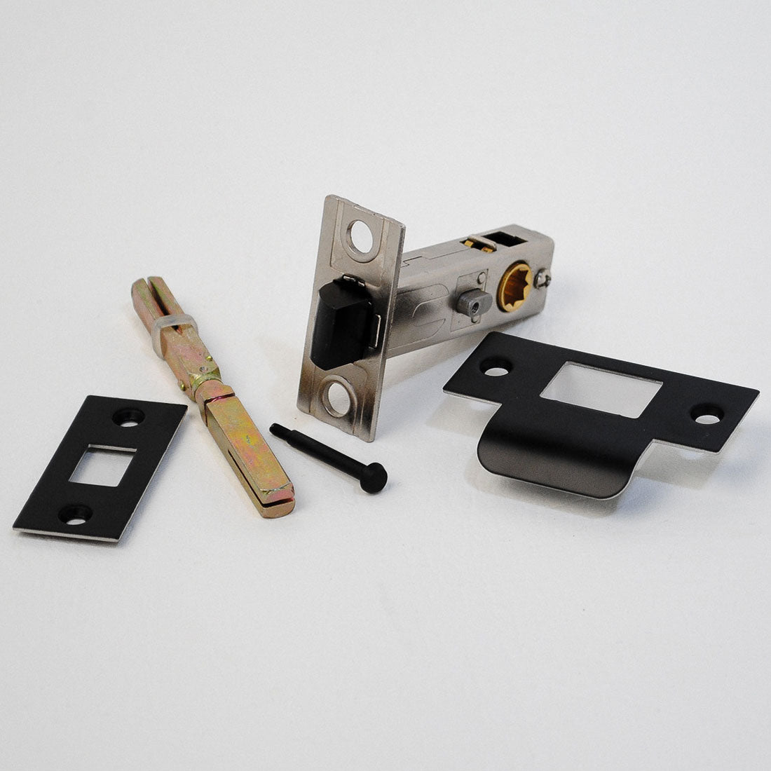 Premium Rectangular Push Button Privacy Tubular Latch 71mm (57mm Backset) in Matt Black