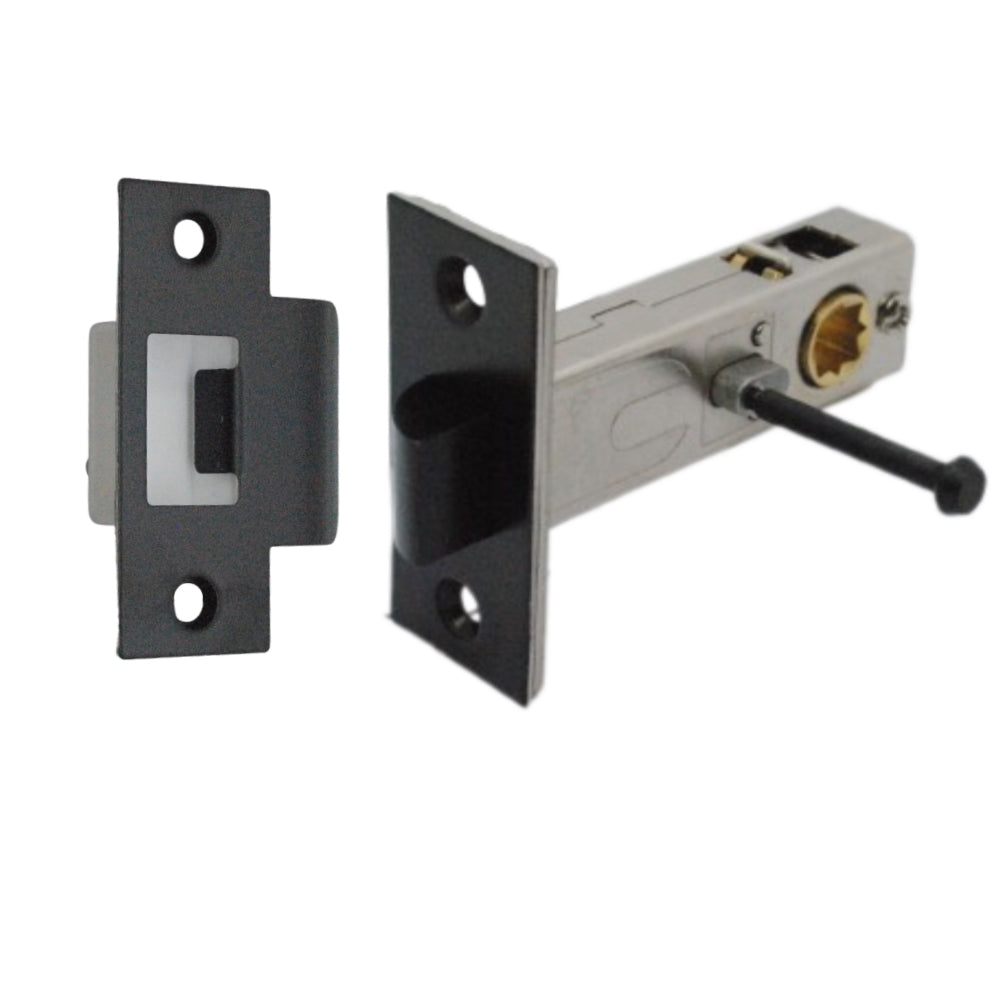 Premium Rectangular Push Button Privacy Tubular Latch 71mm (57mm Backset) in Matt Black