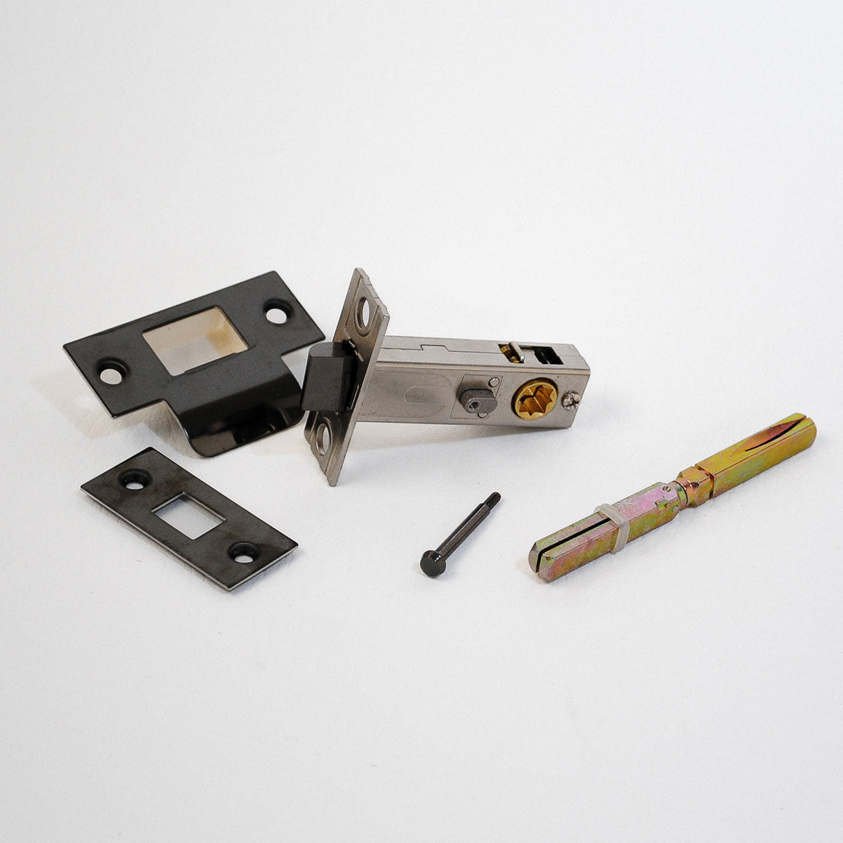 Premium Rectangular Push Button Privacy Tubular Latch 71mm (57mm Backset) in Black Nickel