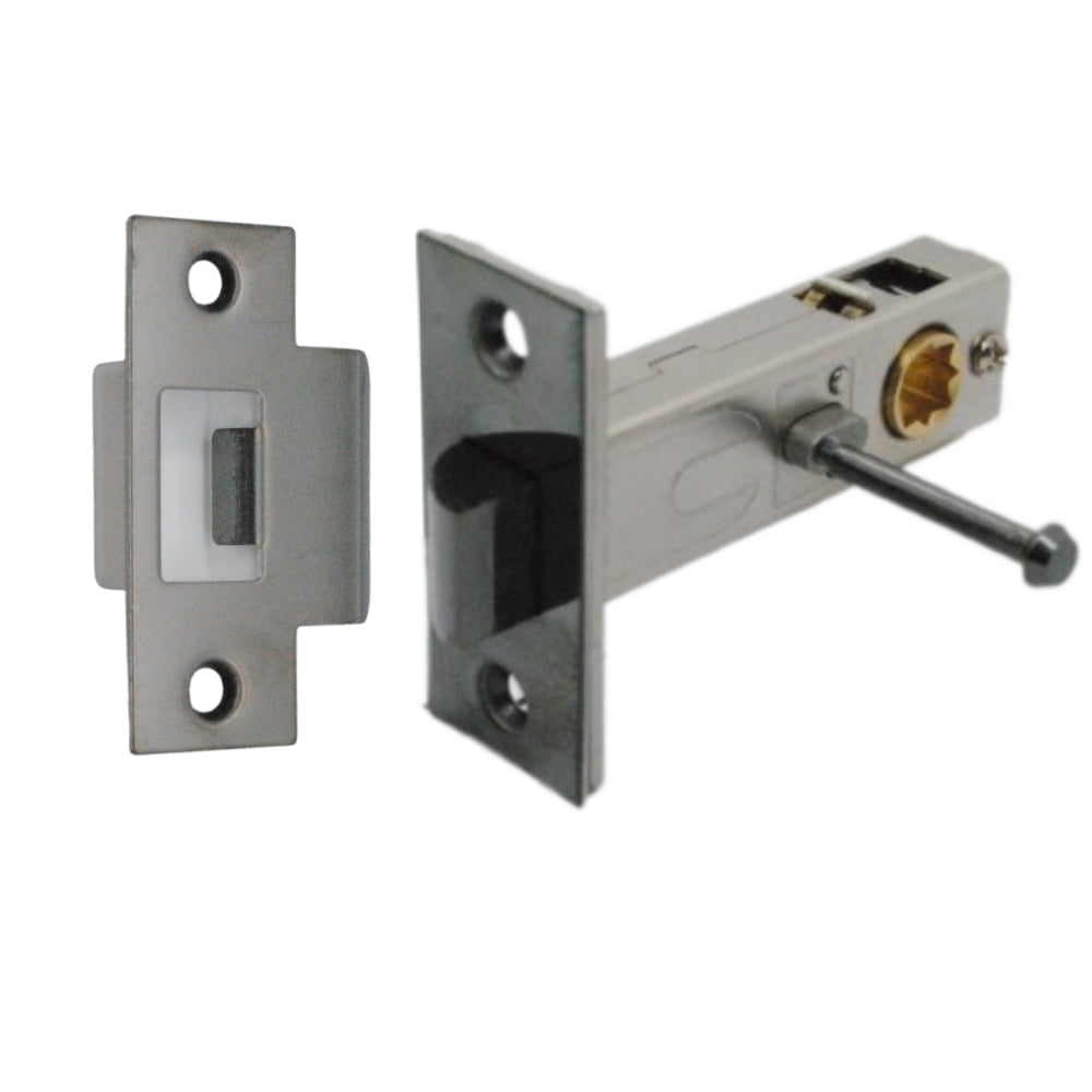 Premium Rectangular Push Button Privacy Tubular Latch 71mm (57mm Backset) in Black Nickel