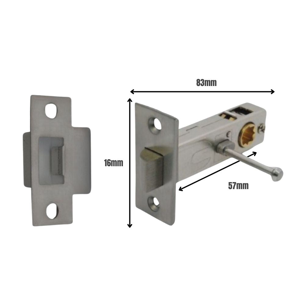 Premium Rectangular Push Button Privacy Tubular Latch 71mm (57mm Backset) in Gun Metal