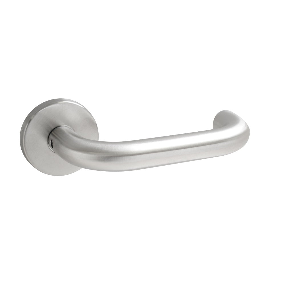 ViBE Runda Lever on Rose Door Handle in Satin Stainless Steel for Internal Doors
