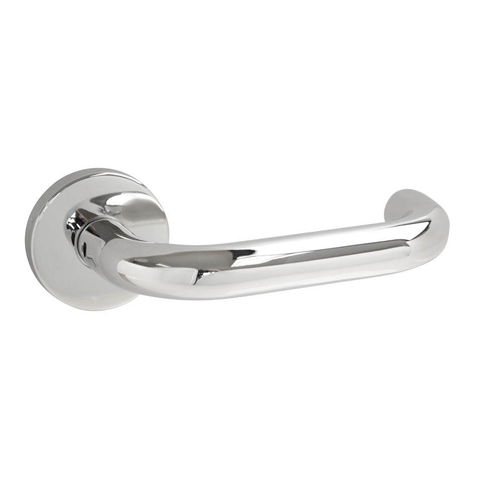 ViBE Runda Lever on Rose Door Handle in Polished Stainless Steel for Internal Doors
