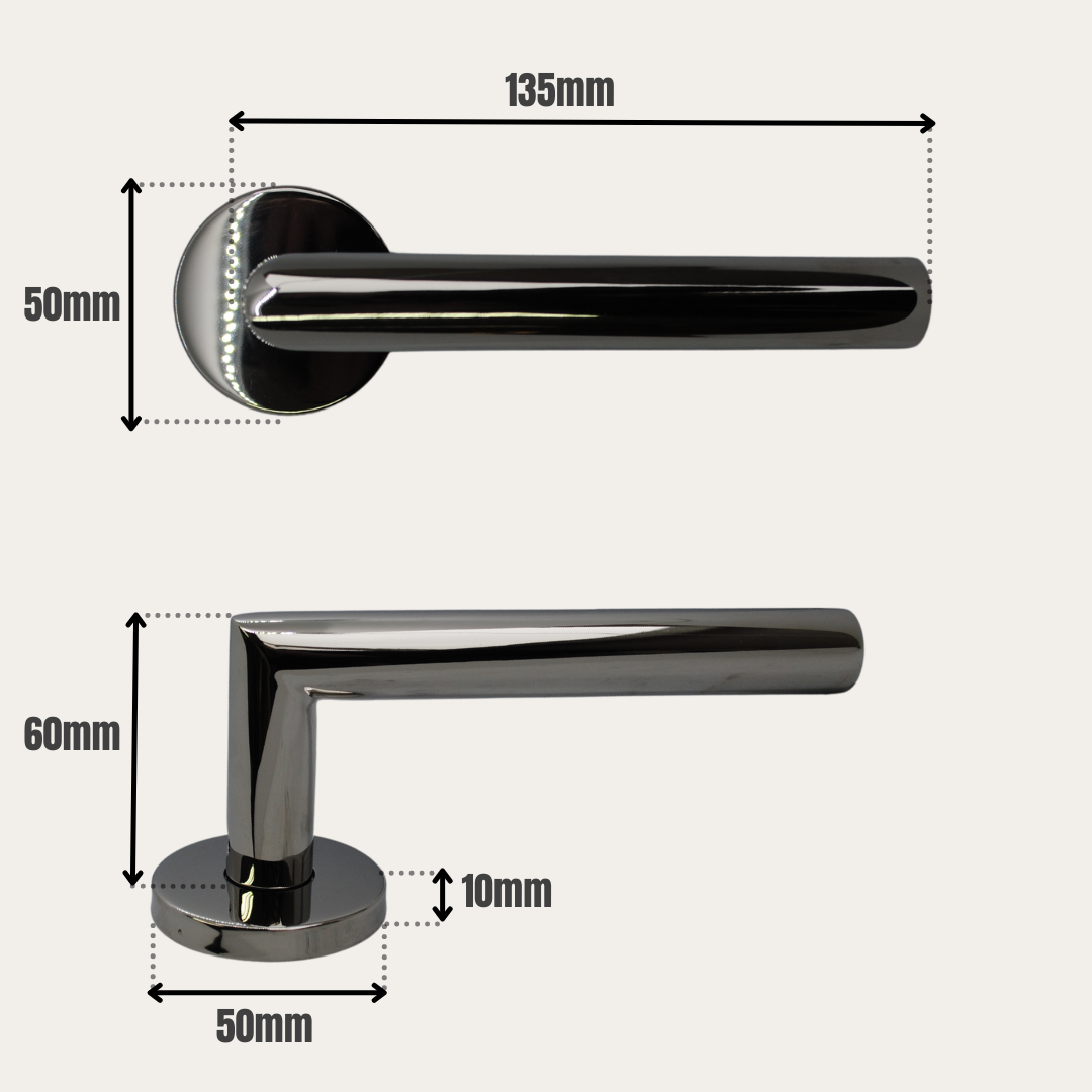 Vibe Mitra Rose Door Handle on Polished Stainless Steel for Internal Doors