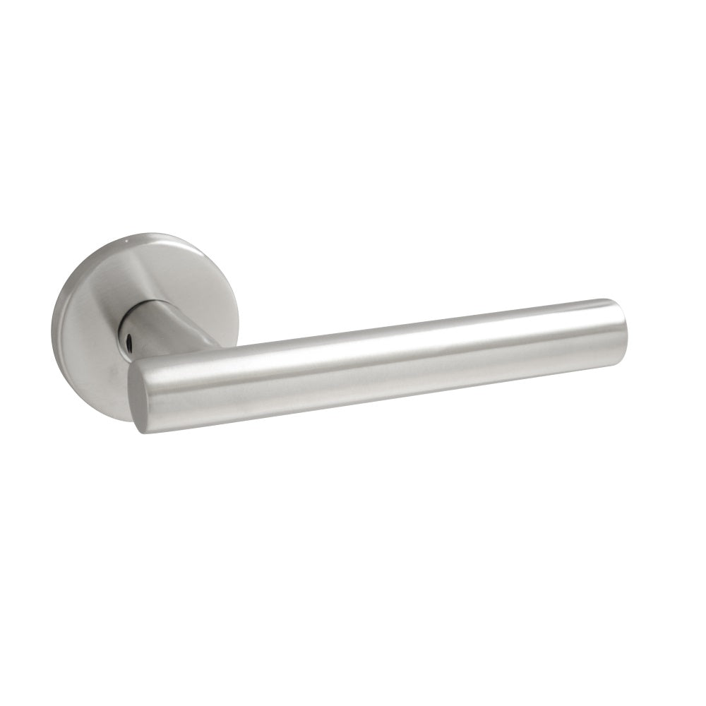 ViBE Horna Lever on Rose Door Handle in Satin Stainless Steel for Internal Doors