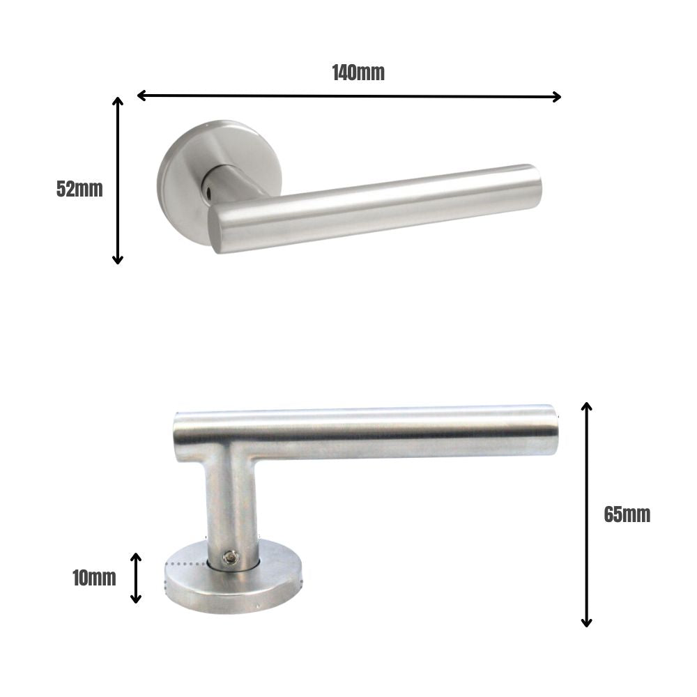 ViBE Horna Lever on Rose Door Handle in Satin Stainless Steel for Internal Doors