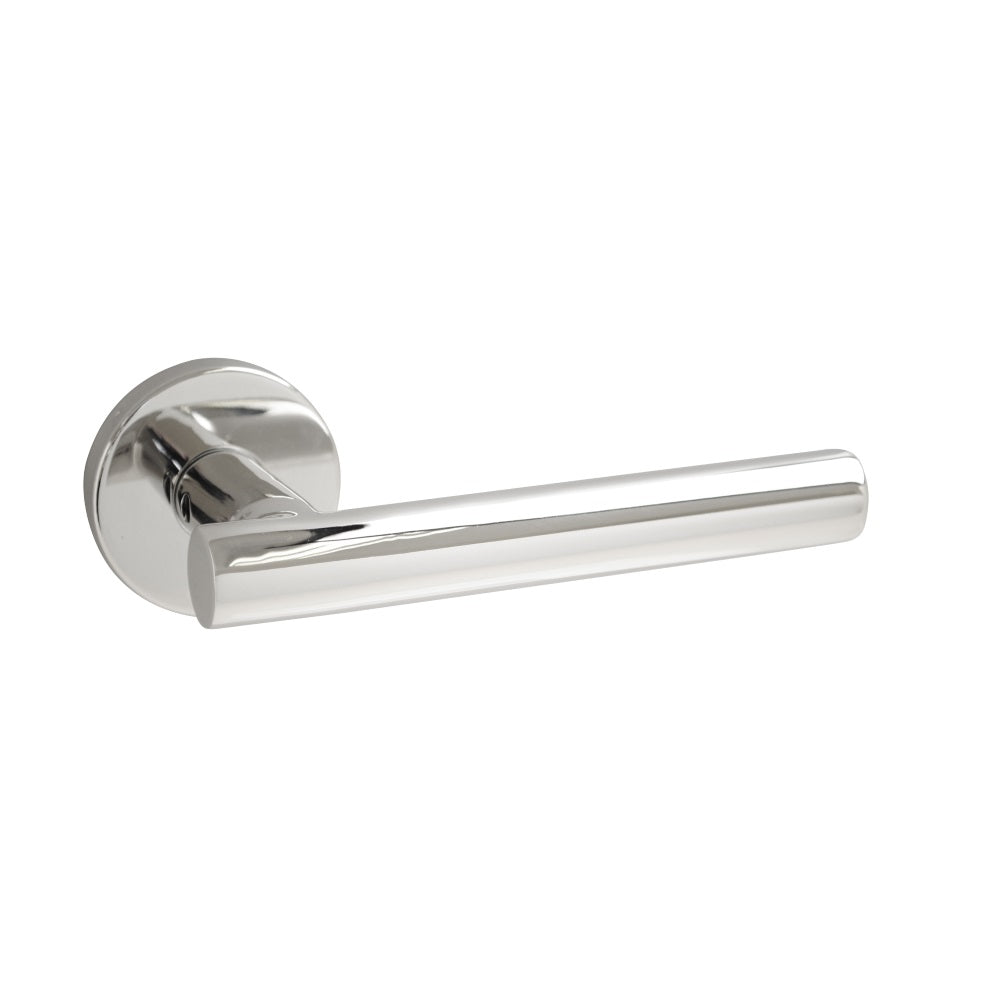 ViBE Horna Lever on Rose Door Handle in Polished Stainless Steel for Internal Doors