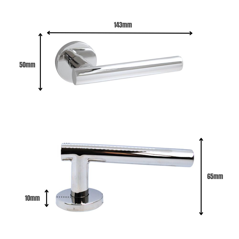 ViBE Horna Lever on Rose Door Handle in Polished Stainless Steel for Internal Doors