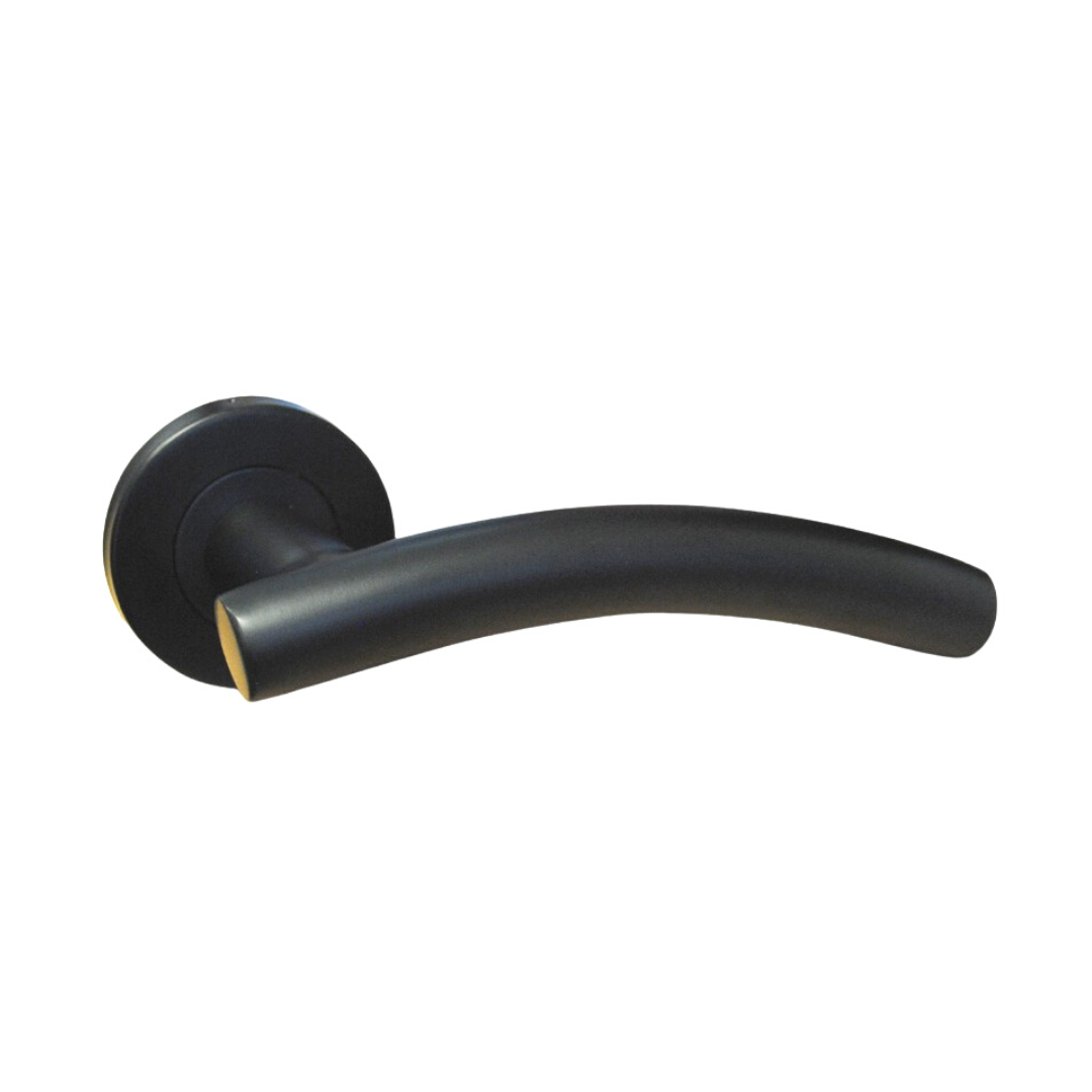 ONYX Design Curve Lever on Rose Door Handle in Matt Black for Internal Doors