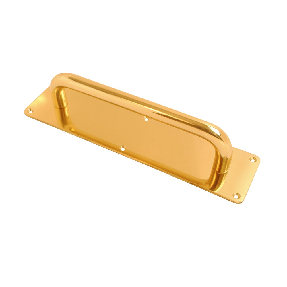 19mm Pull Handle on Plate Plain Polished Brass
