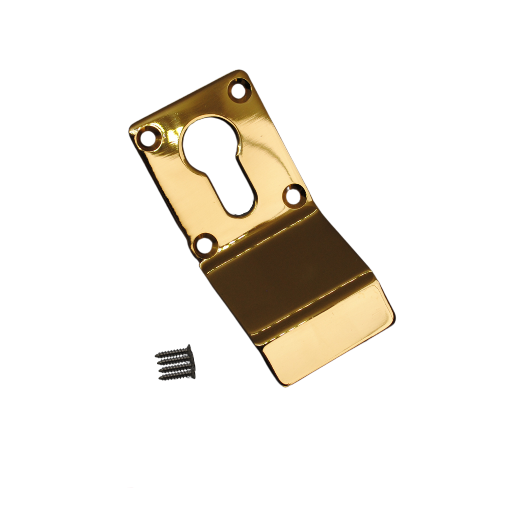 Vibe Cylinder Pull Euro 90x45mm on Polished Brass with Curved Finger Grip for Cylinder Locks