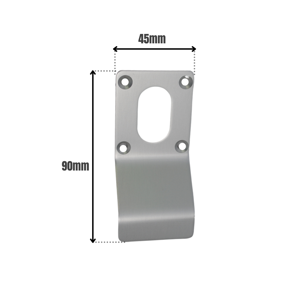 Vibe Cylinder Pull Oval 90x45mm on Satin Anodised Aluminium with Curved Finger Grip for Cylinder Locks