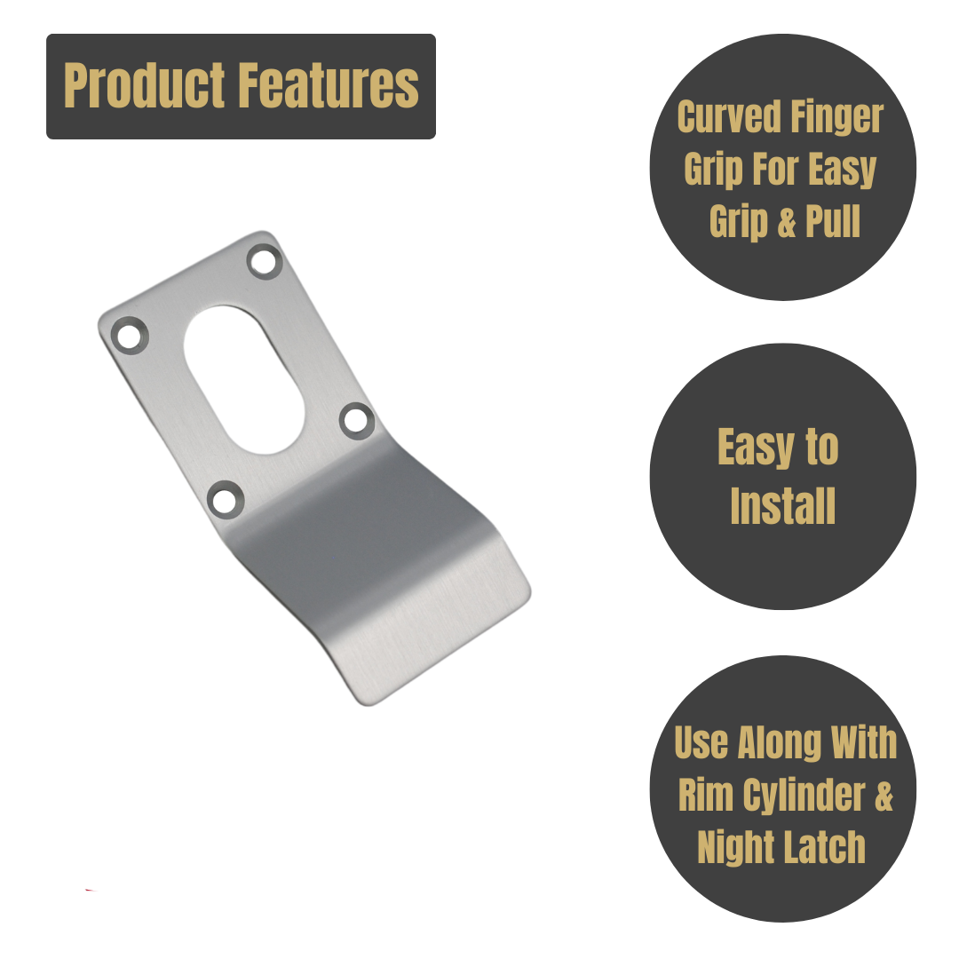 Vibe Cylinder Pull Oval 90x45mm on Satin Anodised Aluminium with Curved Finger Grip for Cylinder Locks