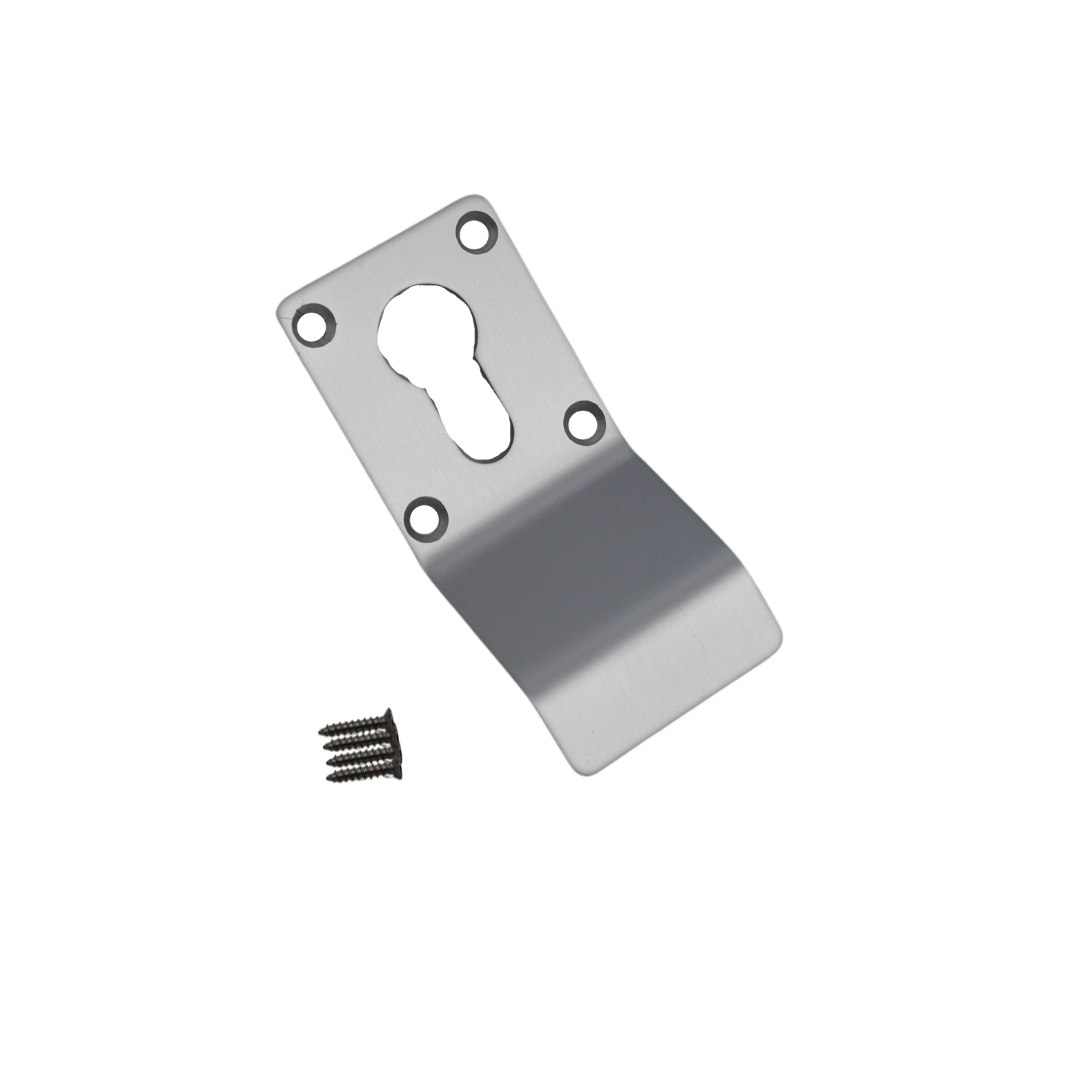 Vibe Cylinder Pull Euro 90x45mm on Satin Anodised Aluminium with Curved Finger Grip for Cylinder Locks