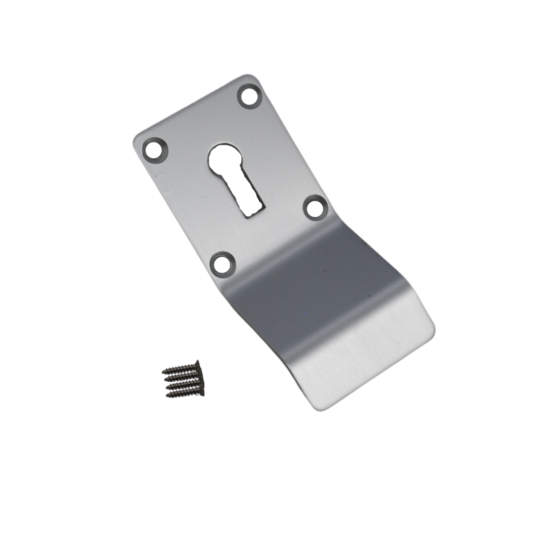 Vibe Cylinder Pull Keyhole 90x45mm on Satin Anodised Aluminium with Curved Finger Grip for Cylinder Locks