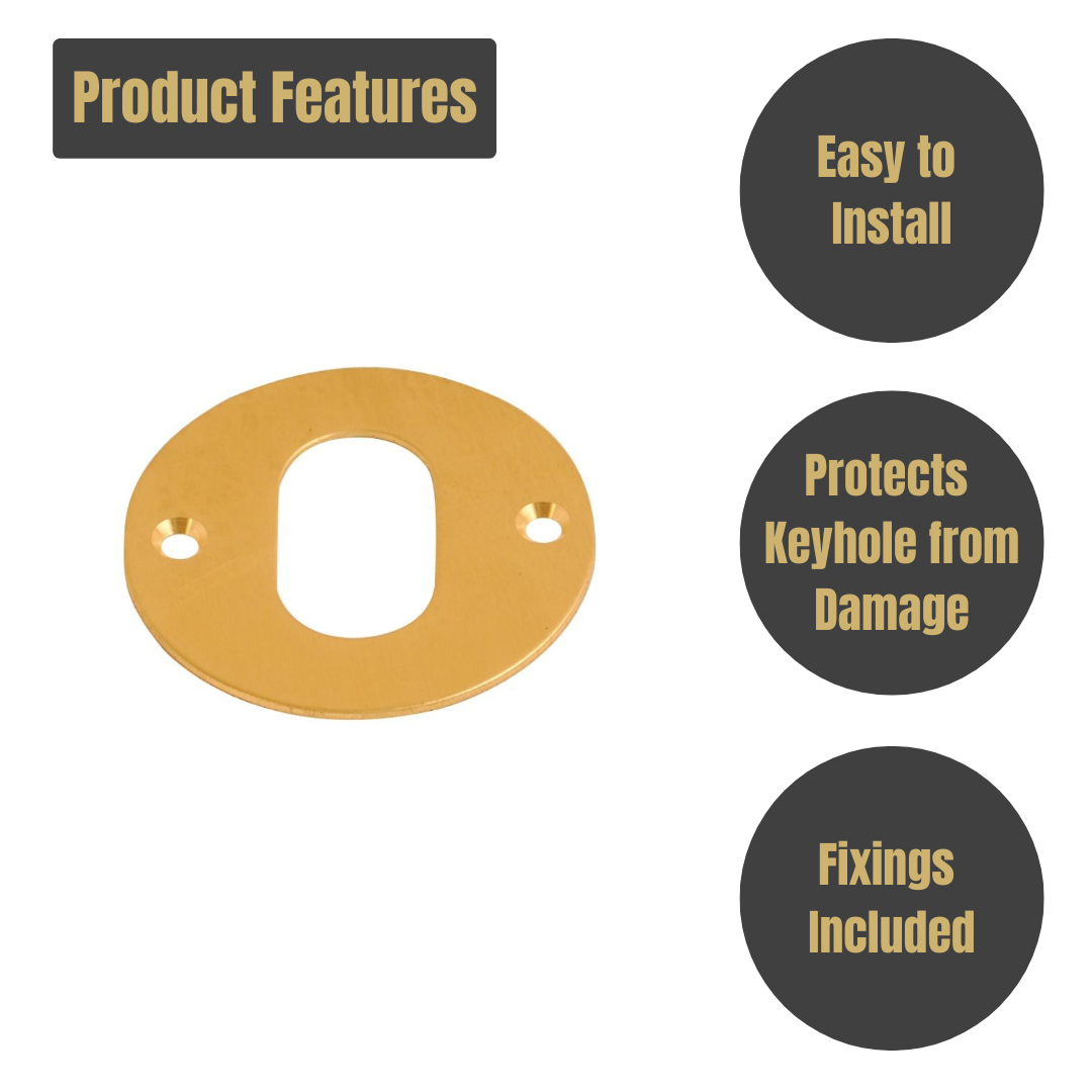 Escutcheon Oval Polished Brass 55mm