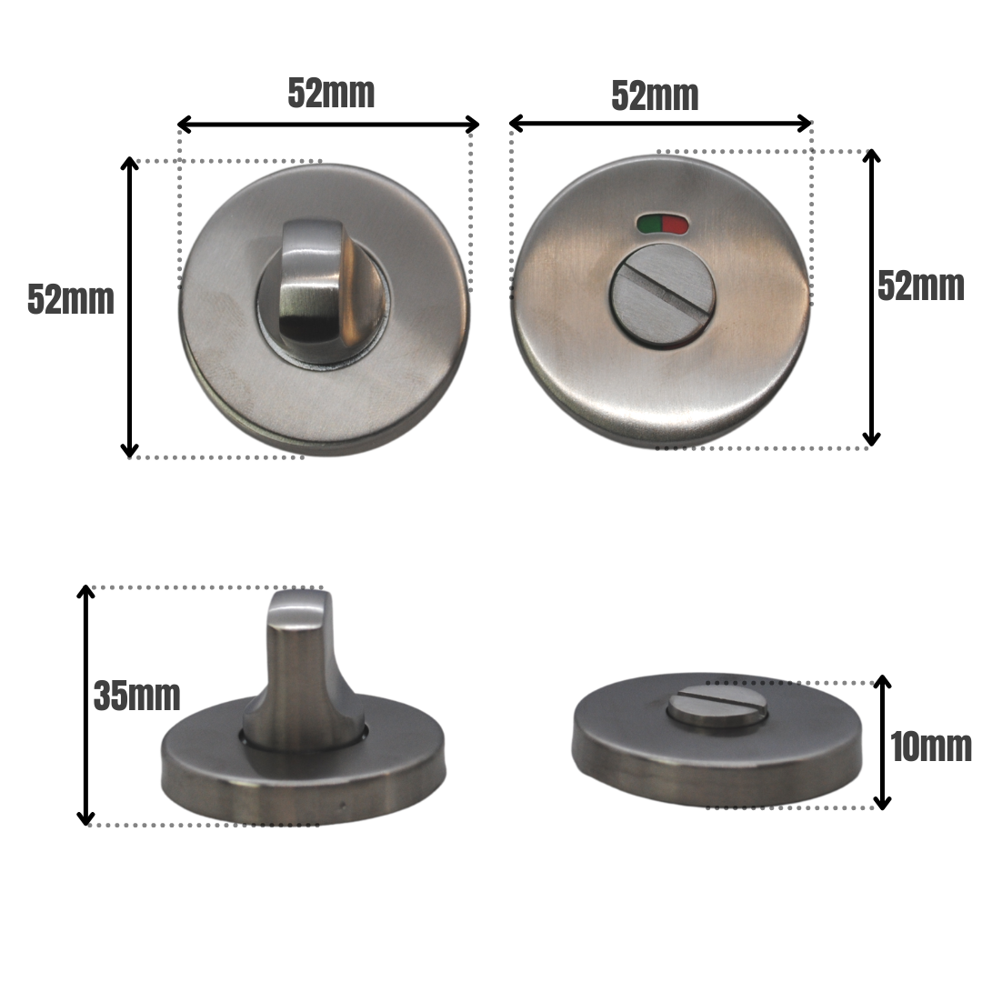 Vibe Turn & Release Bathroom 52mm on Satin Stainless Steel for Internal Doors