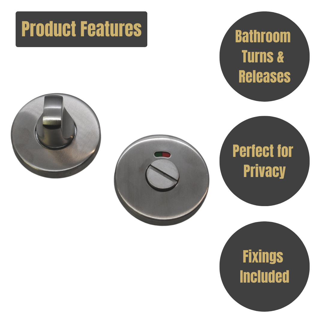 Vibe Turn & Release Bathroom 52mm on Satin Stainless Steel for Internal Doors