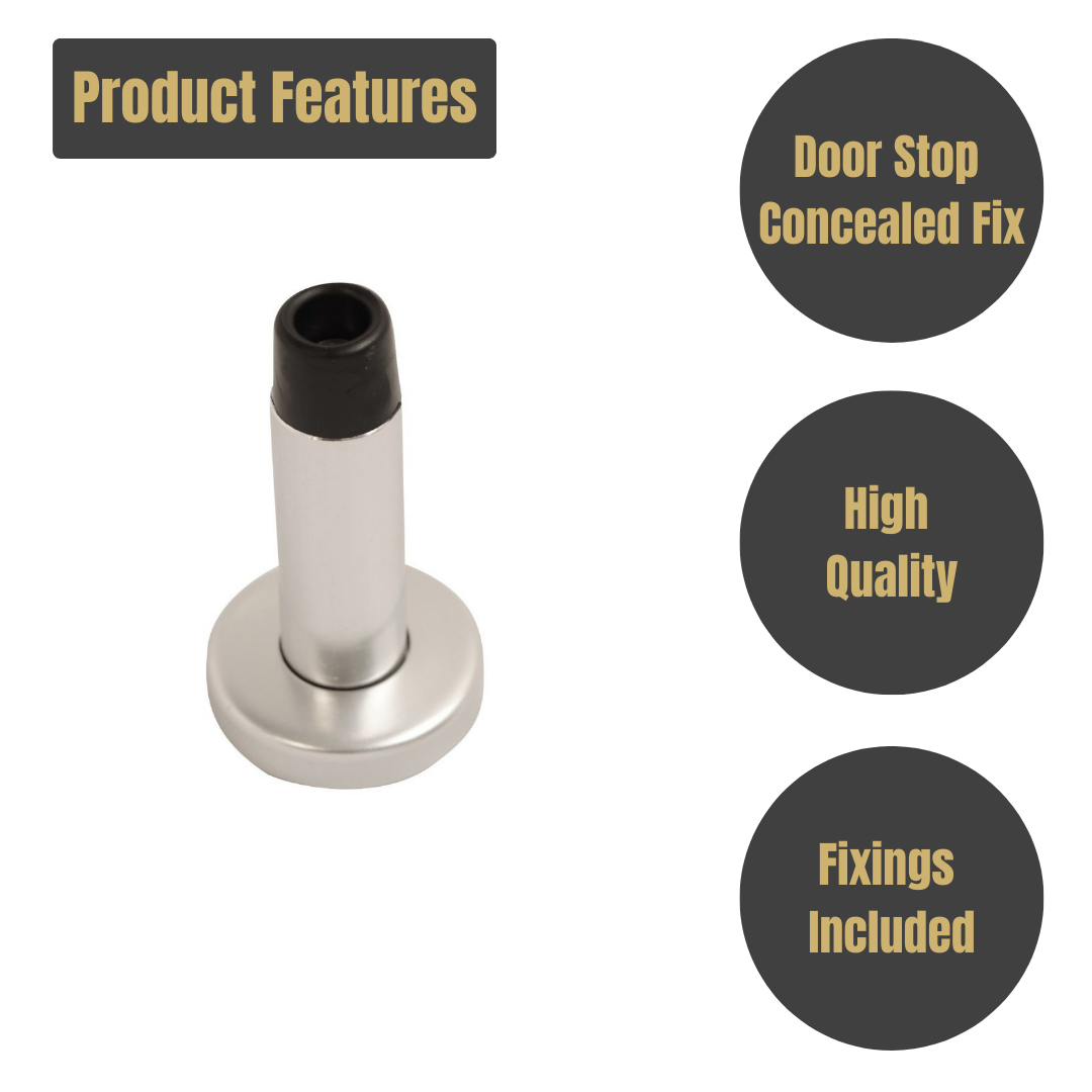 Vibe Door Stop Concealed Fix 75mm Bright Anodised Aluminium