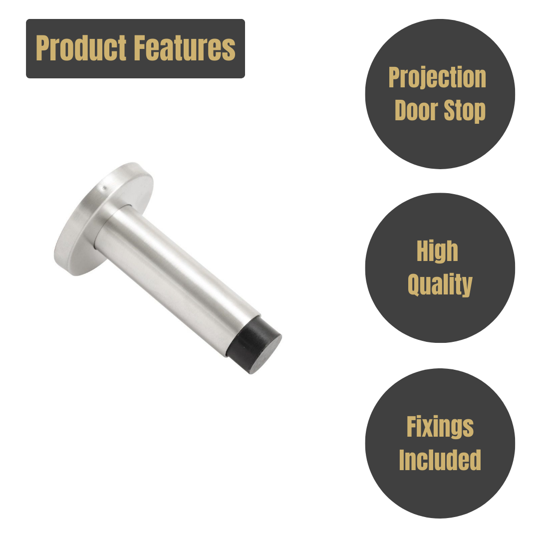 Vibe Projection Door Stop 90mm on Satin Stainless Steel