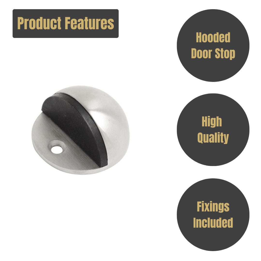 Vibe Hooded Door Stop 42mm on Satin Stainless Steel